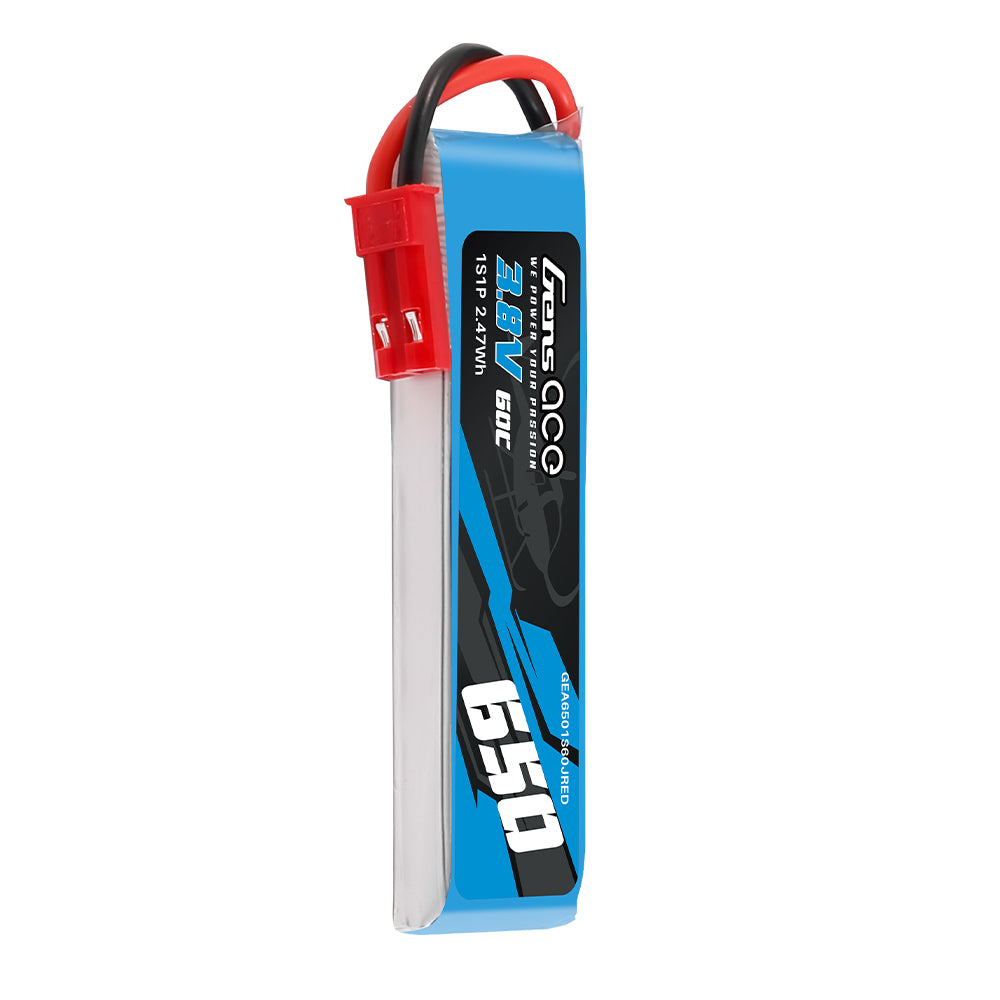 Gens Ace 650mAh 3.8V 60C  1S1P HV LIPO Battery with JST-SYP Plug