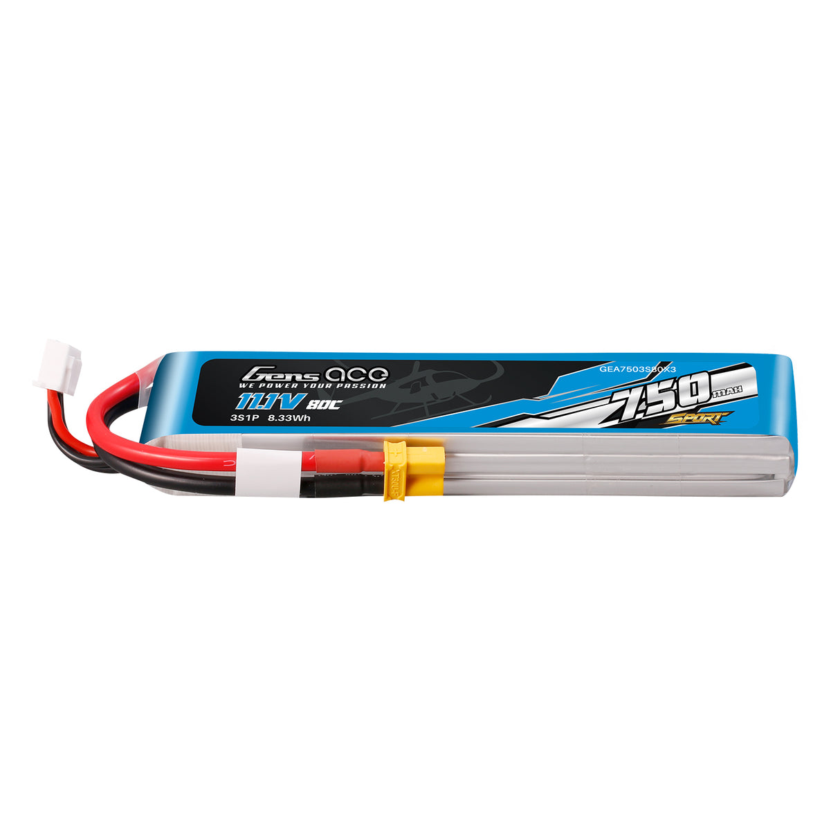 Gens ace 750mAh 11.1V 80C 3S1P Lipo Battery Pack with XT30 Plug