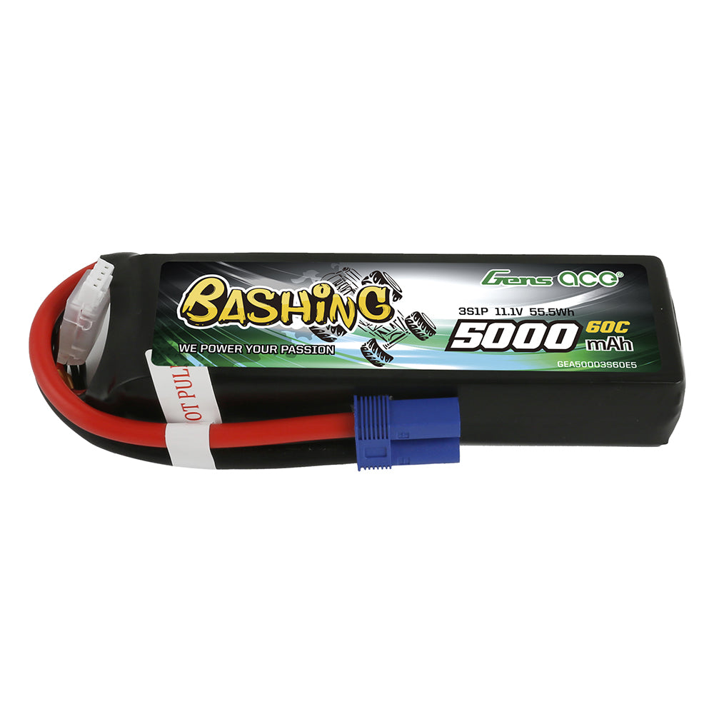 Gens ace 5000mAh 11.1V 3S1P 60C Lipo Battery Pack with EC5 Plug-Bashing Series