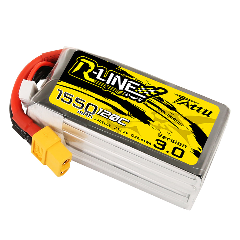 Tattu R-Line Version 3.0 1550 mAh 14,8 V 120C 4S1P Lipo-Akkupack mit XT60-Stecker