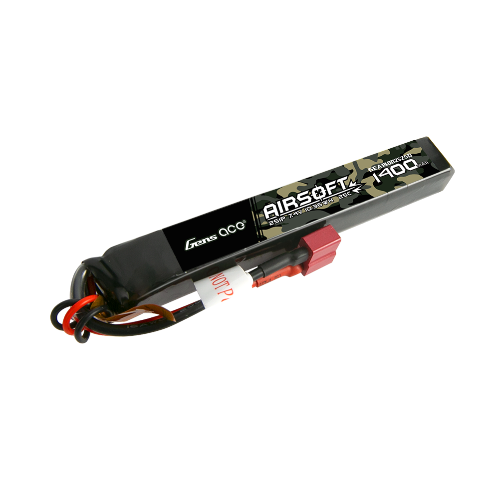 Gens ace 25C 1400mAh 2S1P 7.4V Airsoft Gun Lipo Battery with T Plug