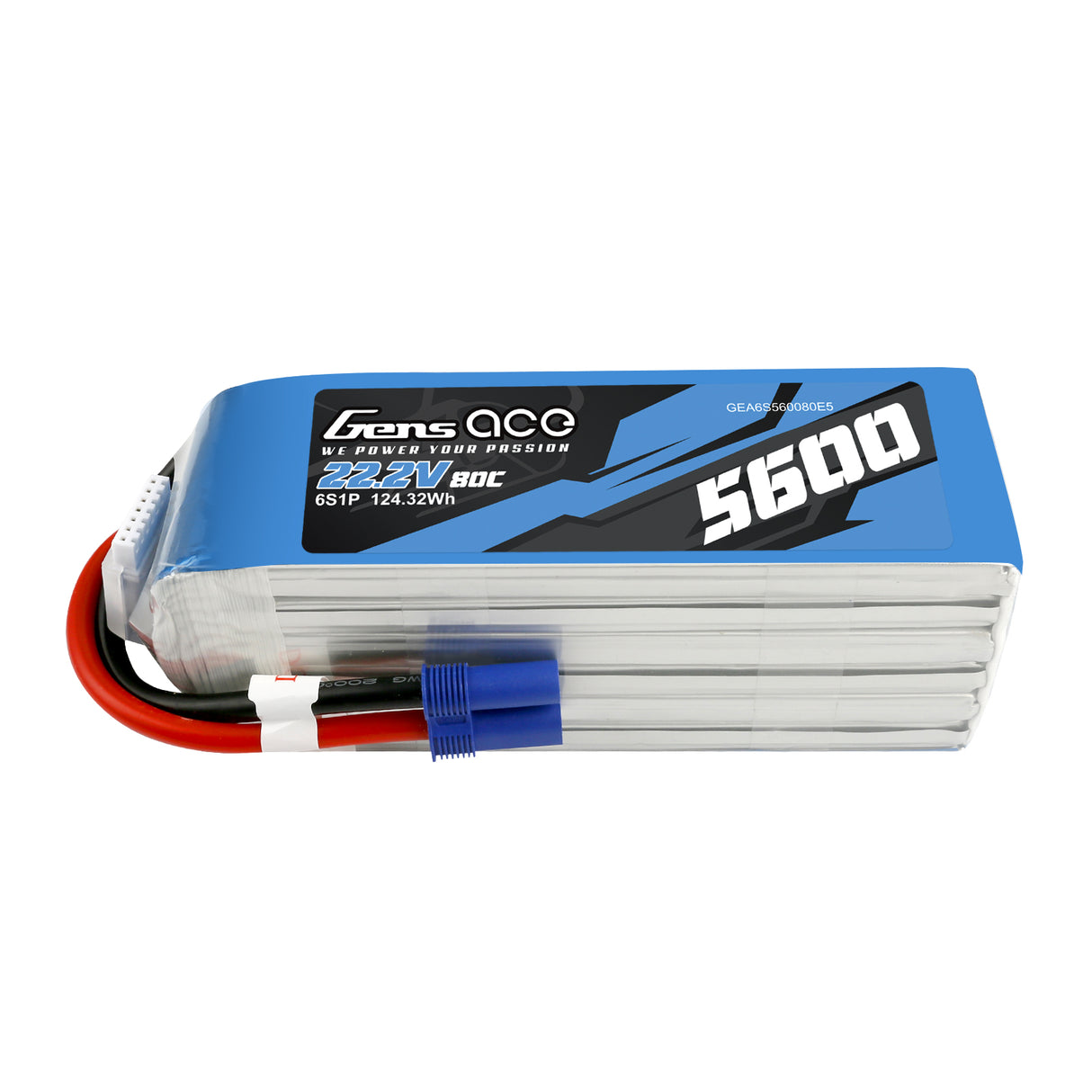 Gens ace 5600mAh 80C 22,2V 6S1P Lipo-Akkupack mit EC5-Stecker