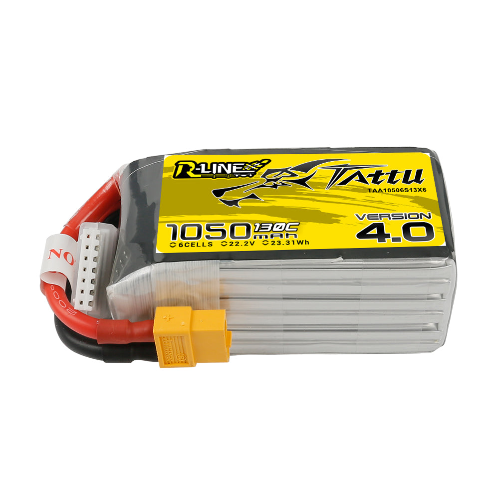 Tattu R-Line Version 4.0 1050 mAh 22,2 V 130C 6S1P Lipo-Akkupack mit XT60-Stecker