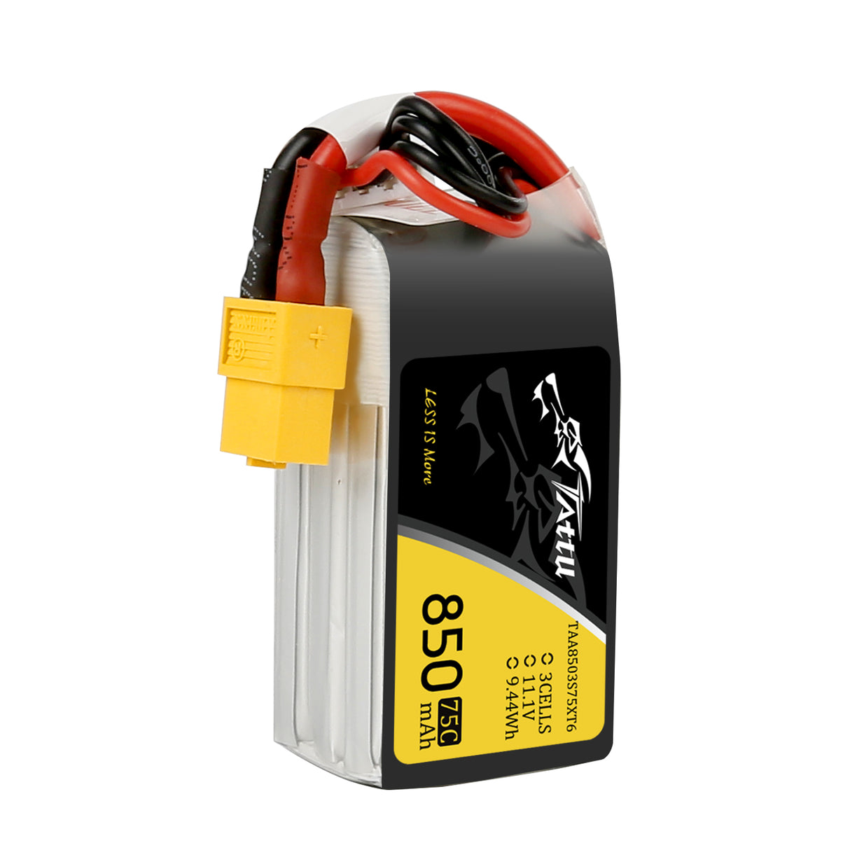 Tattu 850 mAh 11,1 V 75C 3S1P Lipo-Akku mit XT60-Stecker