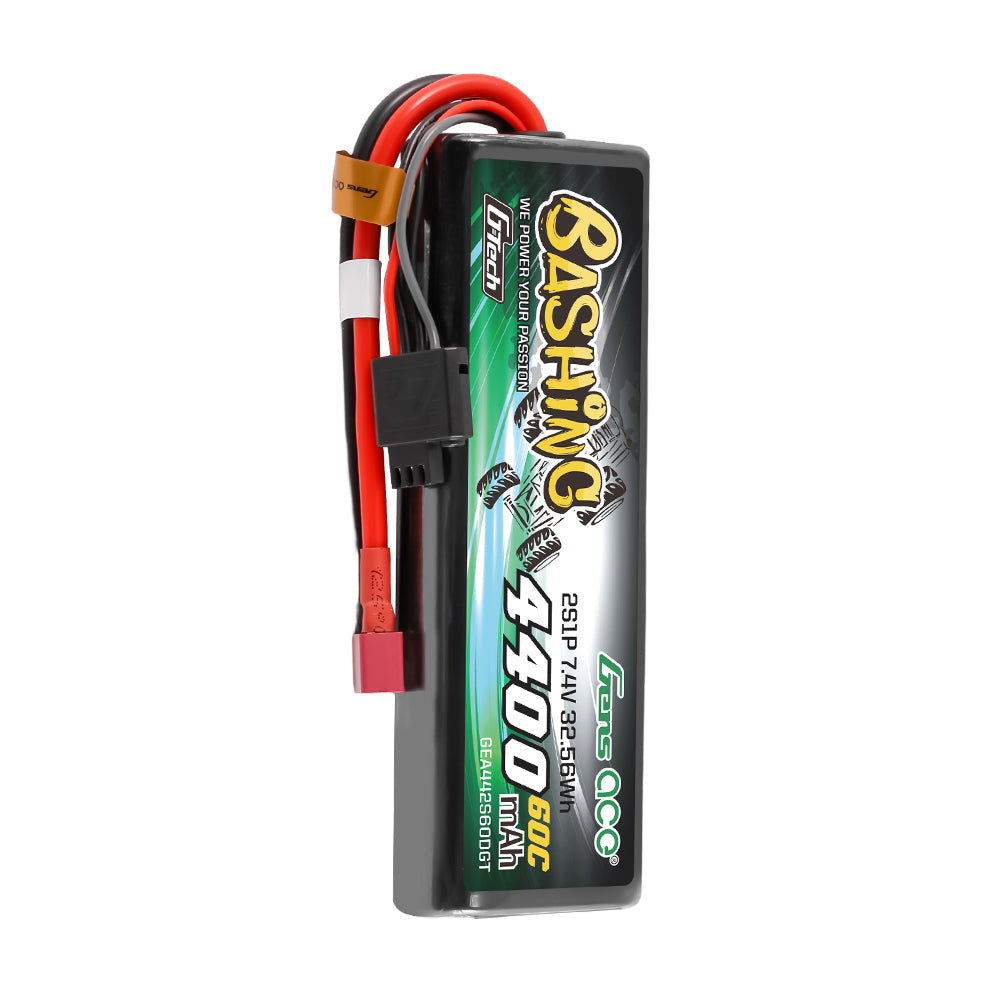 Gens ace Bashing G-Tech 4400mAh 7.4V 2S1P 60C RC Car Lipo Battery Pack  Deans(T) Plug, Hardcase 759-17#