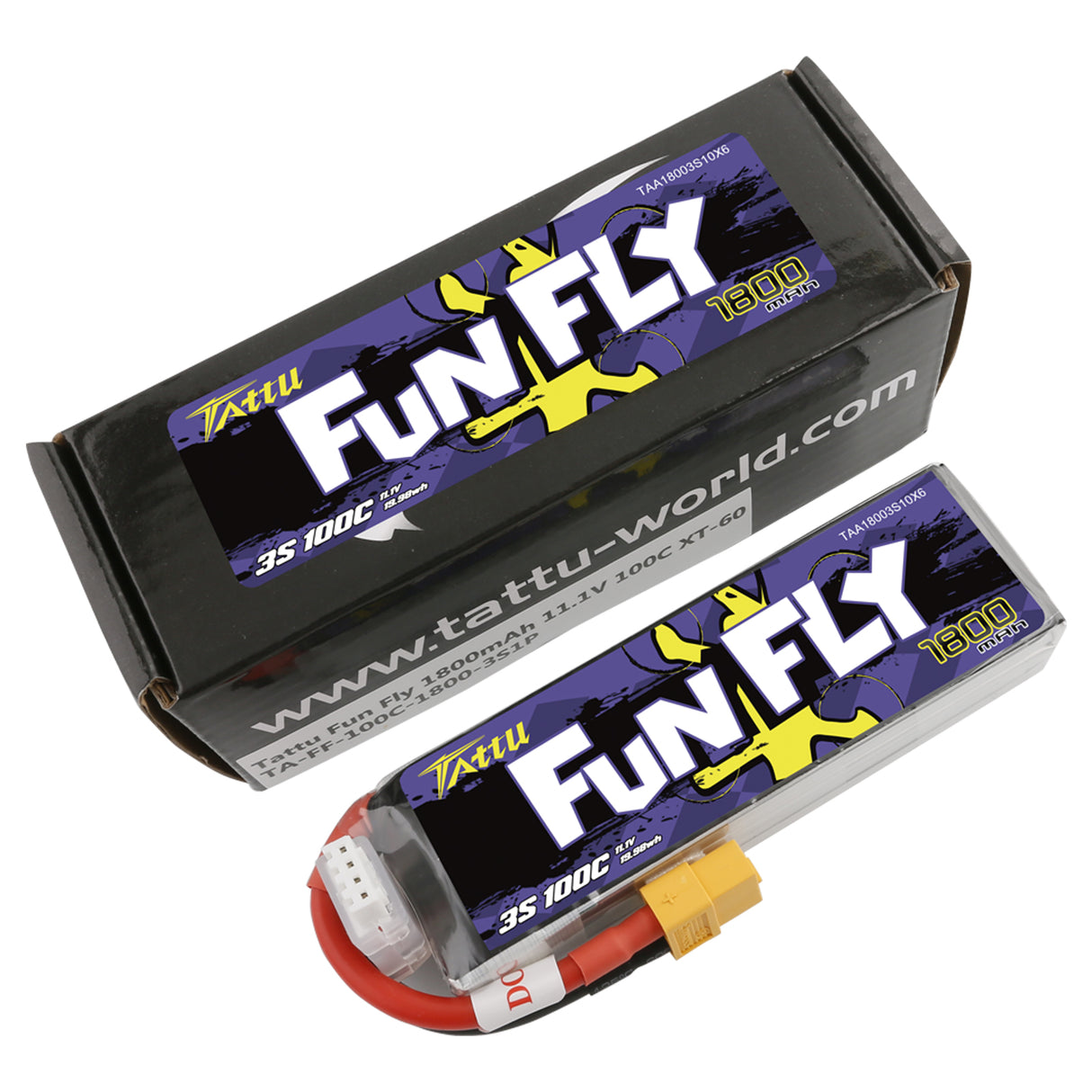 Tattu Funfly Series 1800mAh 11.1V 100C 3S1P Lipo Battery Pack with XT60 Plug