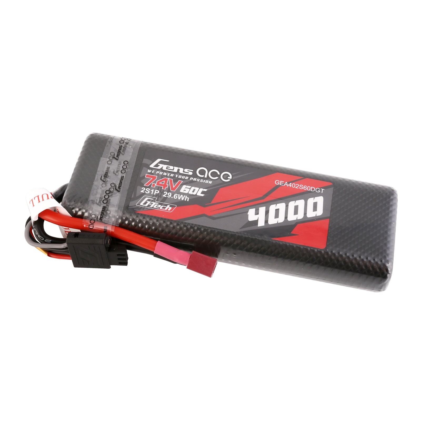 Gens ace G-Tech 4000mAh 2S1P 7.4V 60C HardCase 8# car Lipo Battery