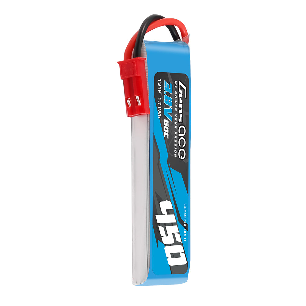 Gens ace 450mAh 3.8V 60C 1S1P Lipo Battery Pack with JST-SYP Plug