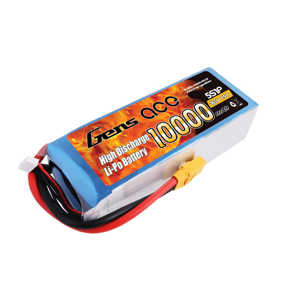 Gens ace 10000mAh 18.5V 25C 5S1P Lipo Battery Pack with XT90 plug