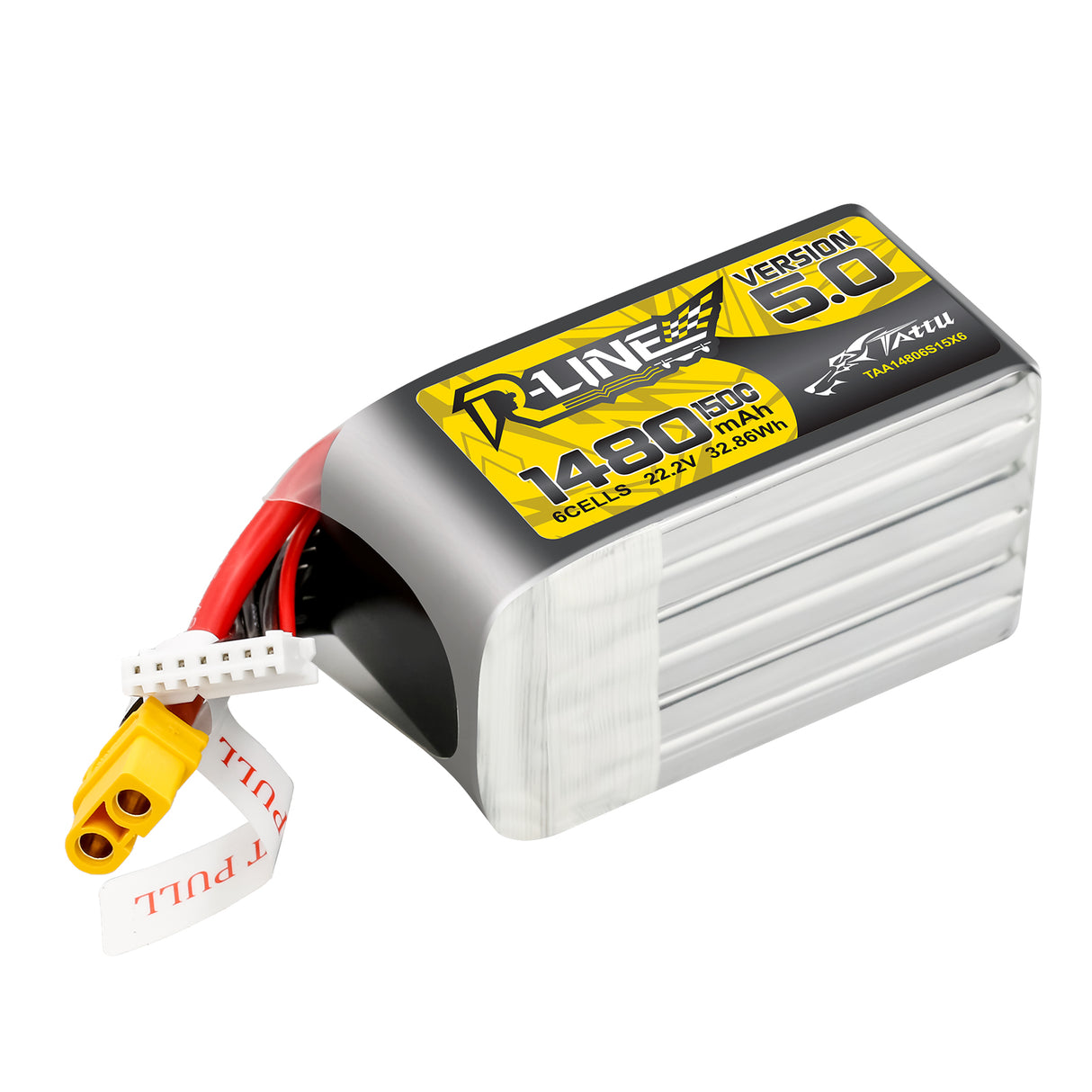 Tattu R-Line Version 5.0 1480 mAh 22,2 V 150C 6S1P Lipo-Akkupack mit XT60-Stecker