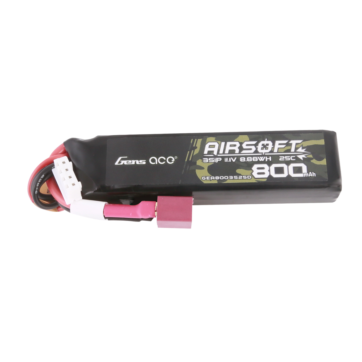 Gens Ace Lipo 800MAH 11,1V 25C 3S1P Airsoft Gun Lipo-Akku mit T (Deans) Stecker