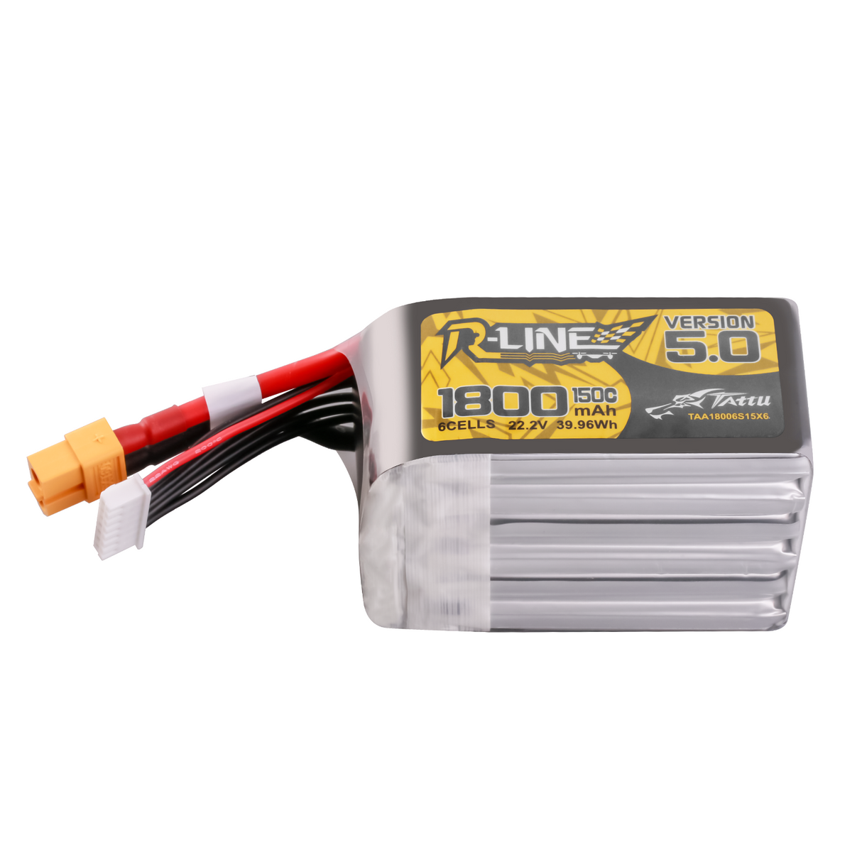 Tattu R-Line Version 5.0 1800mAh 22.2V 150C 6S1P Lipo Battery Pack with XT60 Plug