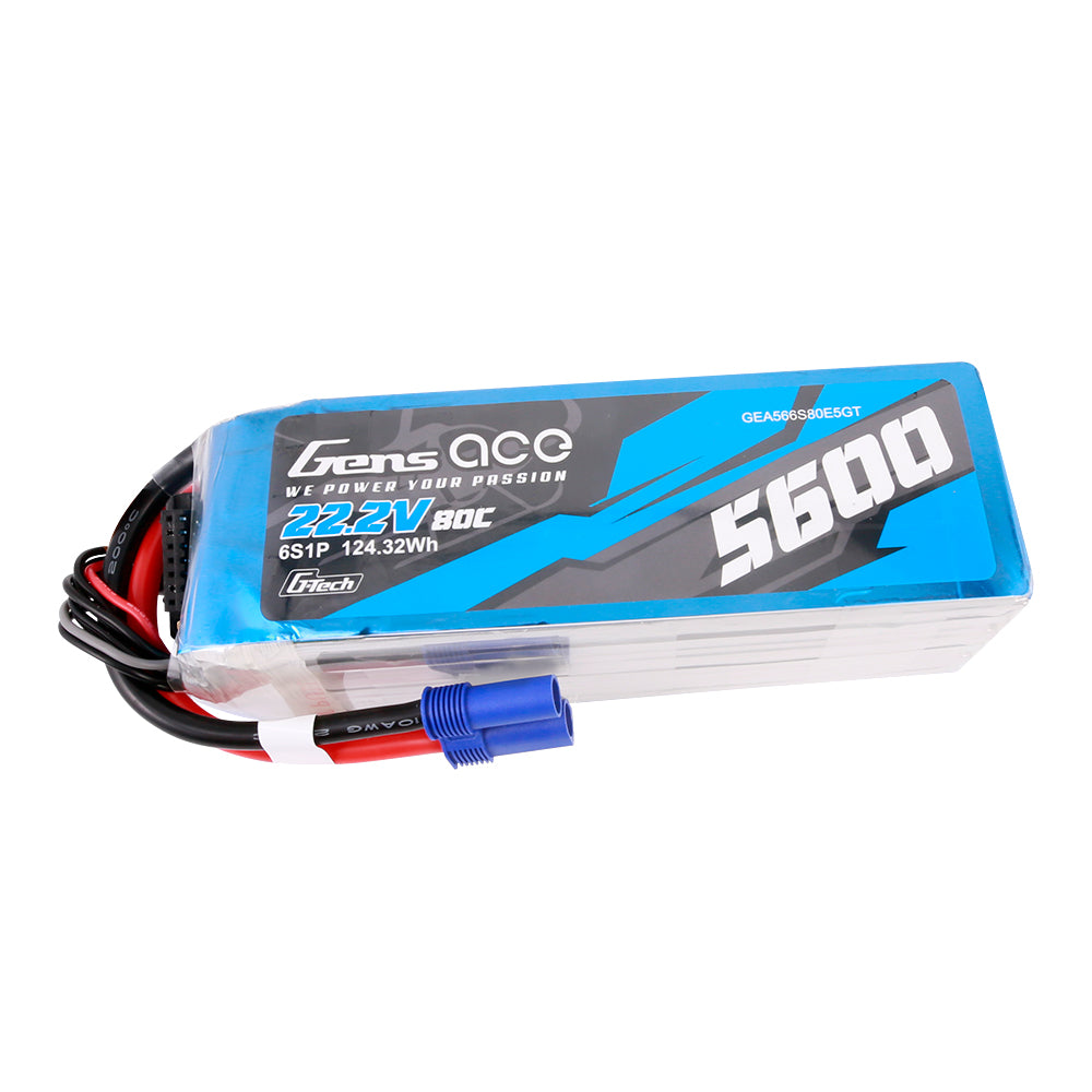 Gens ace G-Tech 5600mAh 80C 22,2V 6S1P Lipo Akkupack mit EC5 Stecker