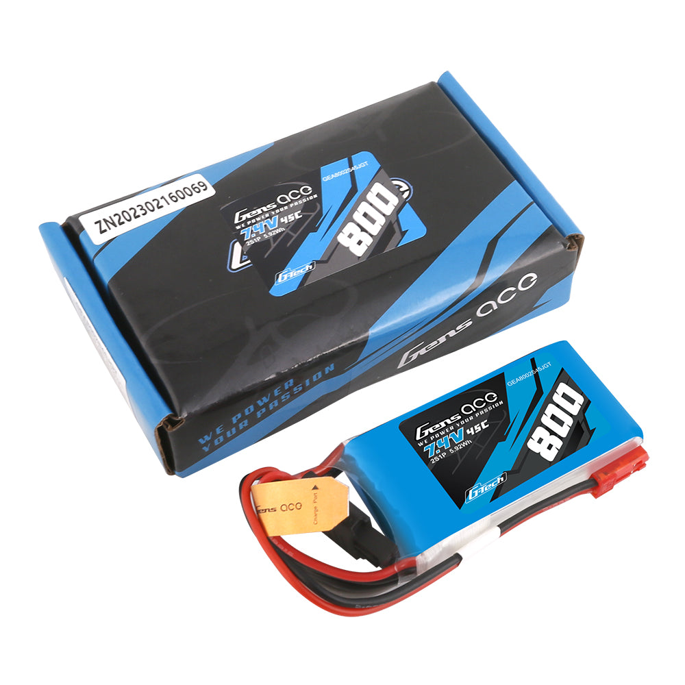 GENS ACE G-Tech LIPO 800MAH 7.4V 45C 2S1P LIPO BATTERY PACK GENS ACE G-Tech LIPO 800MAH 7.4V 45C 2S1P LIPO BATTERY PACK