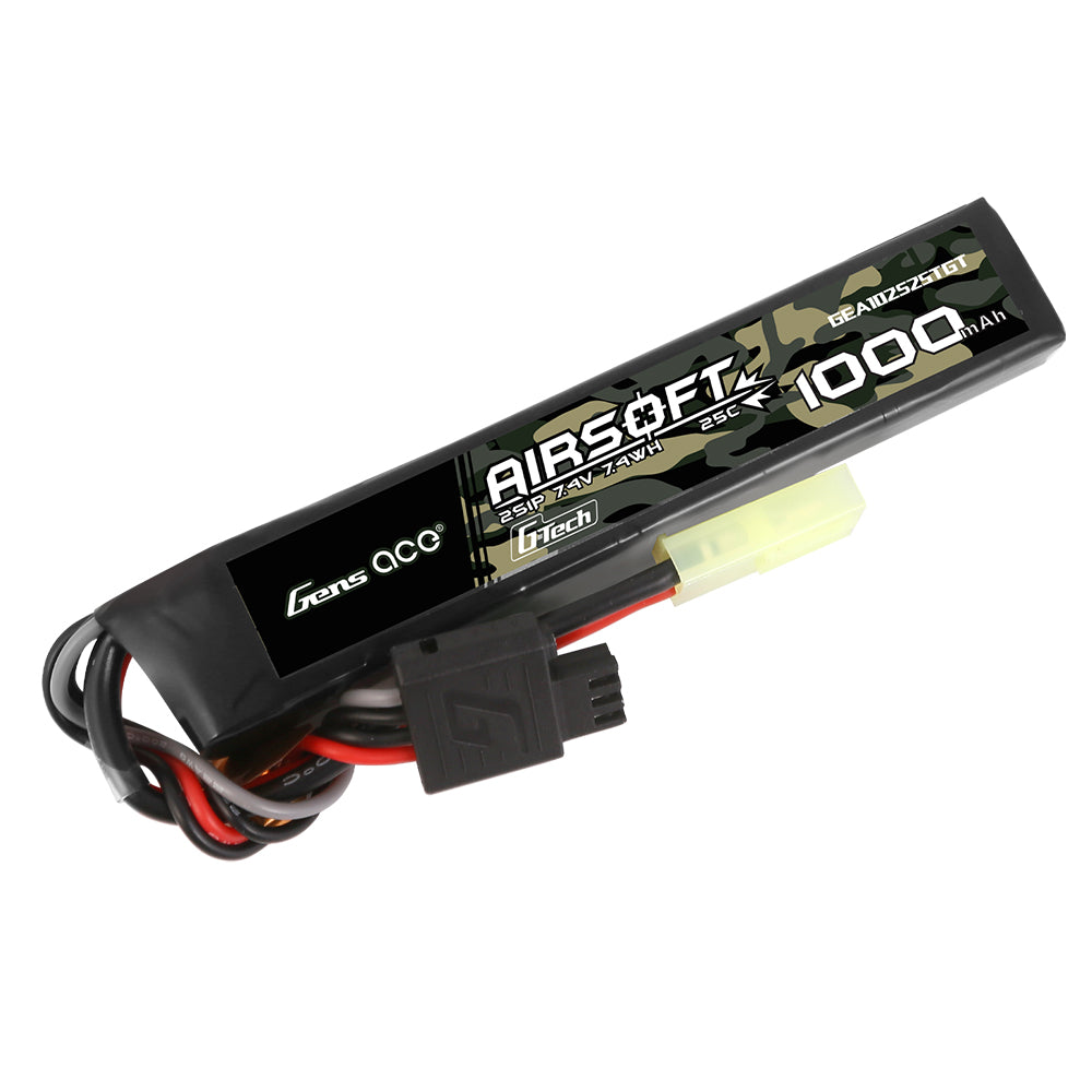 Gens ace G-Tech 25C 1000mAh 2S1P 7.4V Airsoft Gun Lipo Battery with mini Tamiya Plug