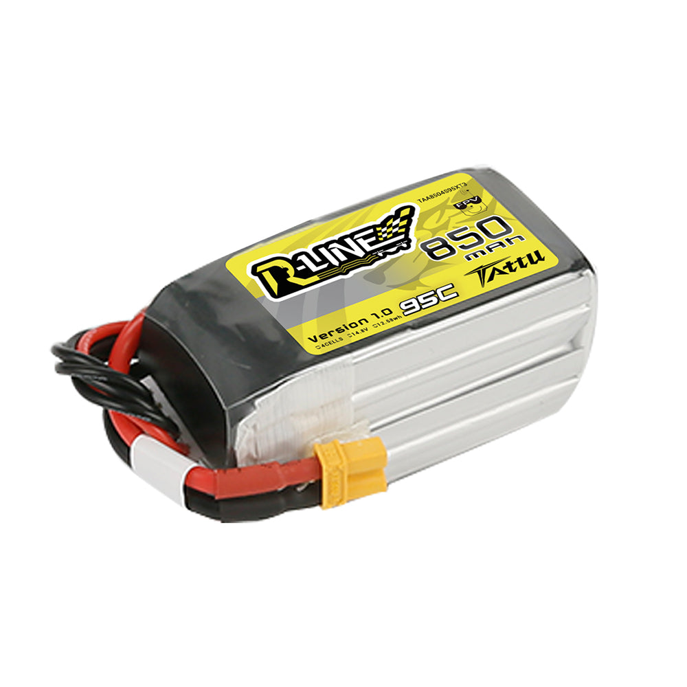 Tattu R-Line 850mAh 4S 14.8V 95C Lipo Battery Pack with XT30 Plug