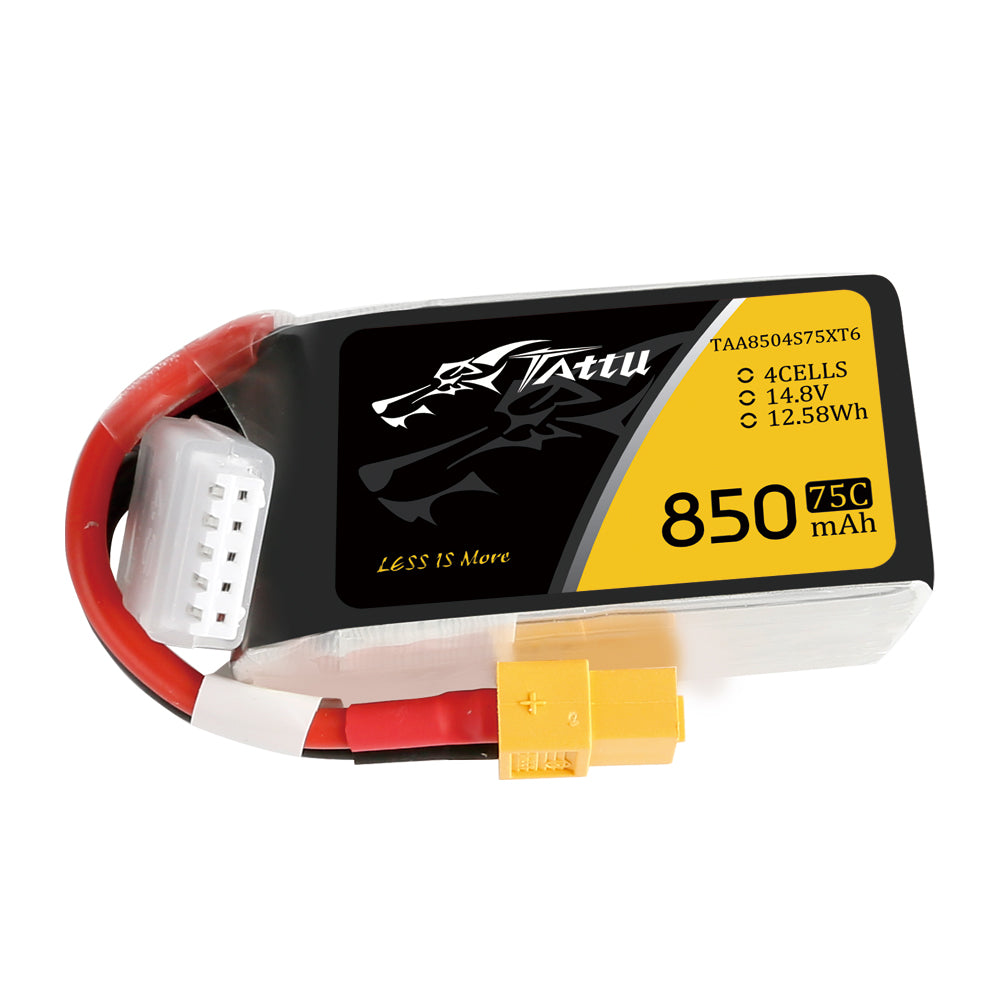 Tattu 850mAh 14,8V 75C 4S1P Lipo Akkupack mit XT60 Stecker