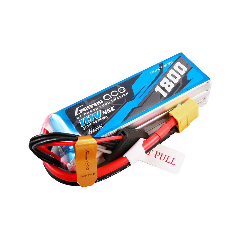 Gens ace G-Tech 1800mAh 11.1V 45C 3S1P Lipo Battery Pack with XT60 Plug Gens ace G-Tech 1800mAh 11.1V 45C 3S1P Lipo Battery Pack with XT60 Plug