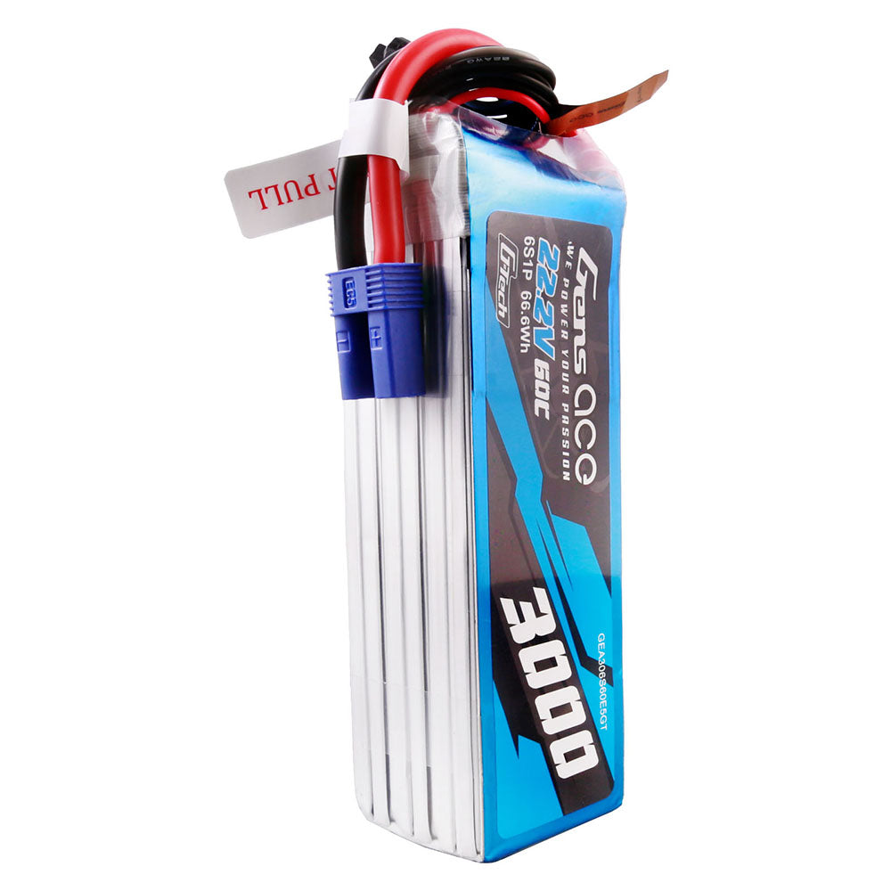 Gens ace G-Tech 3000mAh 22.2V 60C 6S1P Lipo Battery Pack with EC5 plug