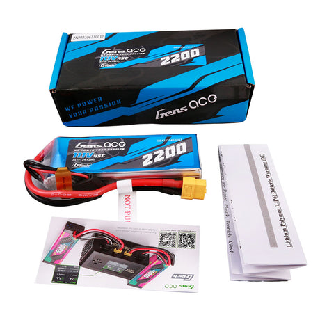 Gens ace G-Tech 2200 mAh 11,1 V 45 C 3S1P Lipo-Akkupack mit XT60-Stecker