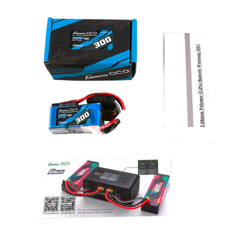 Gens ace G-Tech 300 mAh 11,1 V 45 C 3S1P Lipo-Akkupack mit JST-SYP-Stecker