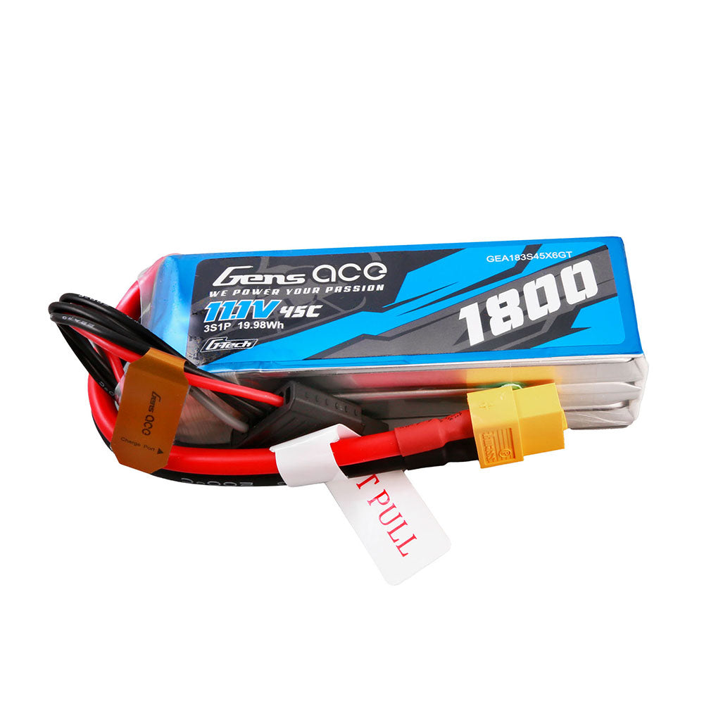 Gens ace G-Tech 1800mAh 11.1V 45C 3S1P Lipo Battery Pack with XT60 Plug Gens ace G-Tech 1800mAh 11.1V 45C 3S1P Lipo Battery Pack with XT60 Plug