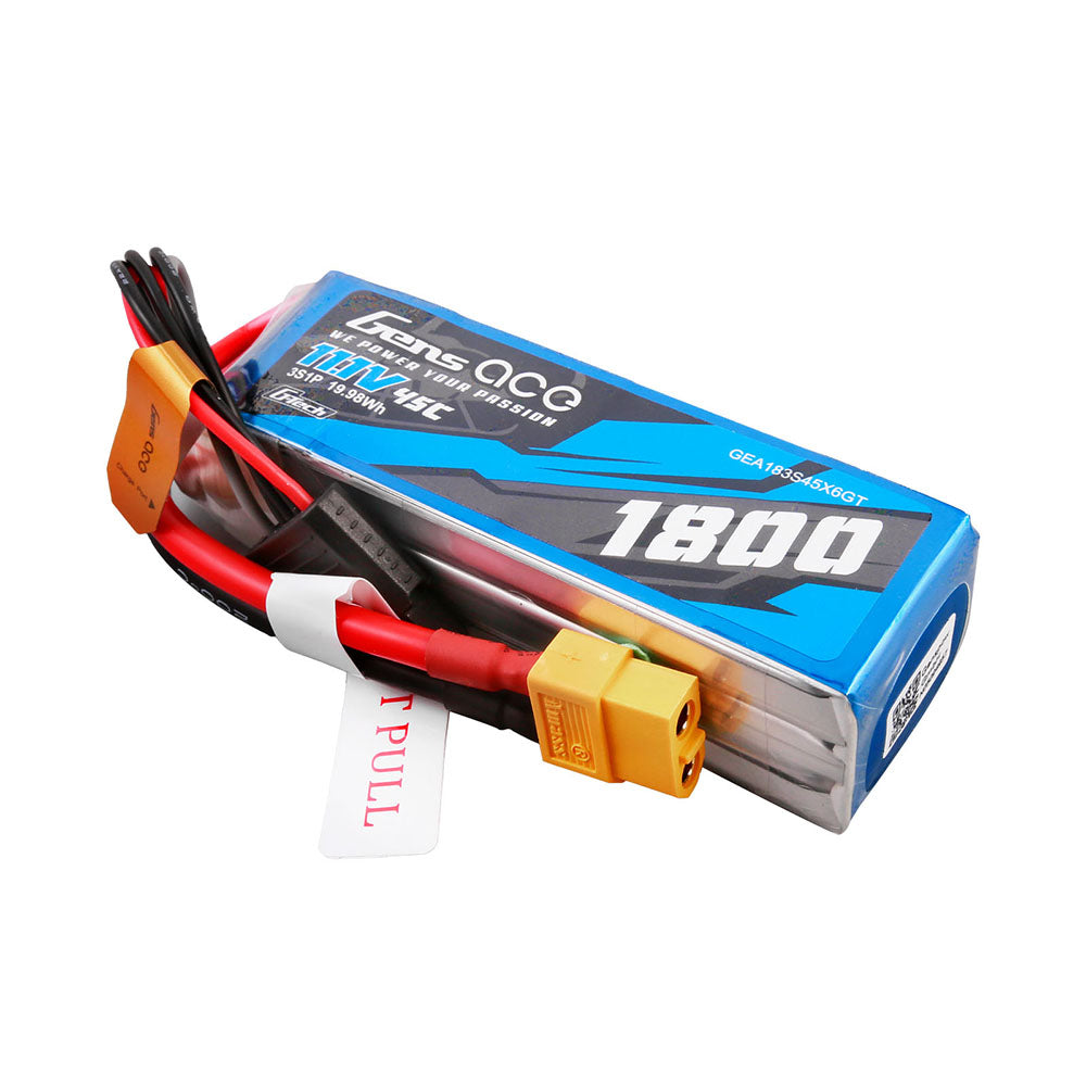 Gens ace G-Tech 1800mAh 11.1V 45C 3S1P Lipo Battery Pack with XT60 Plug