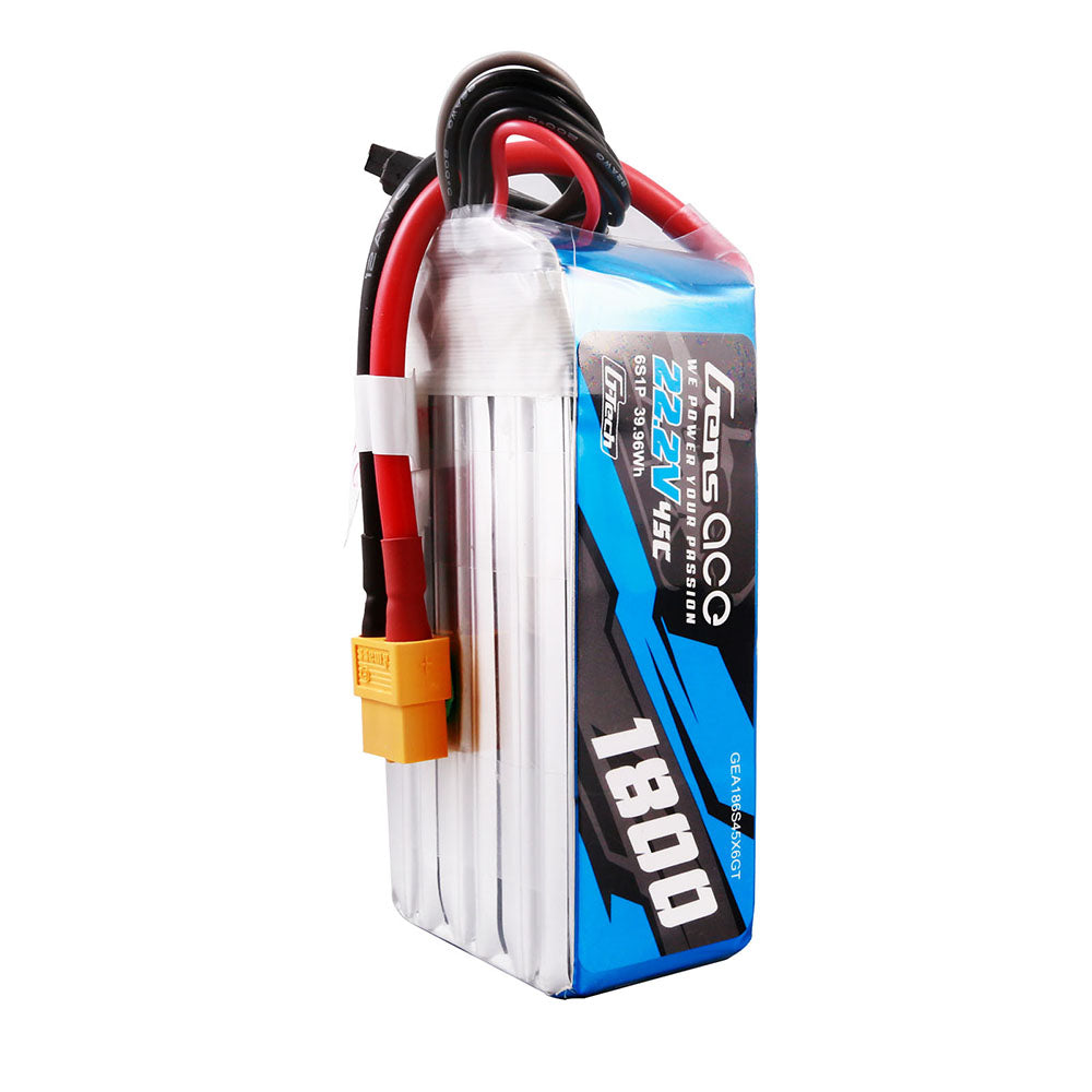 Gens ace G-Tech 1800mAh 22.2V 45C 6S1P Lipo Battery Pack with XT60 Plug