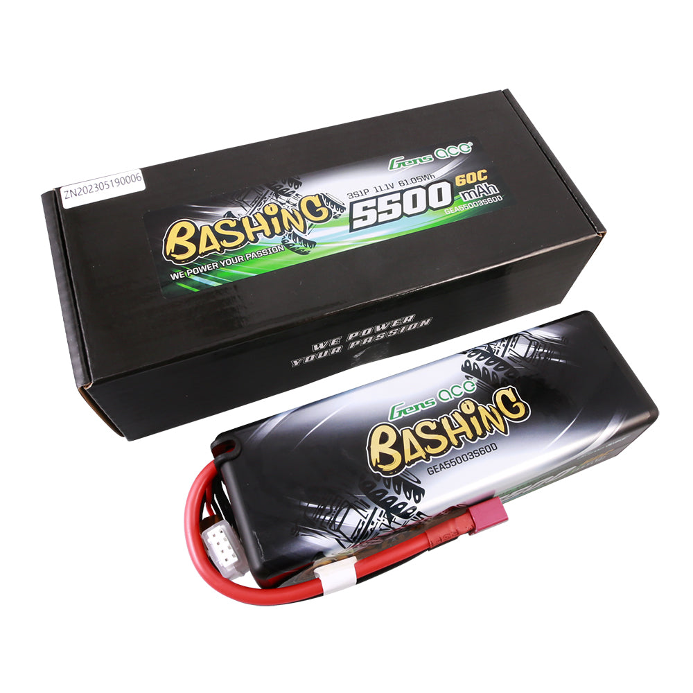 Gens ace 5500mAh 11.1V 3S 60C HardCase 15# car Lipo Battery with T-plug