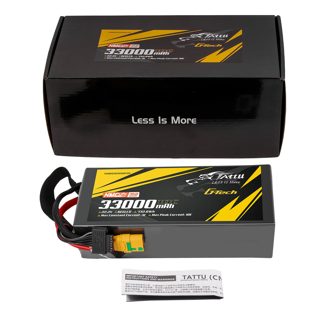 Tattu Semi-solid State 350Wh/kg 33000mAh 10C 22.2V 6S1P G-Tech Lipo Battery Pack with XT90-S plug