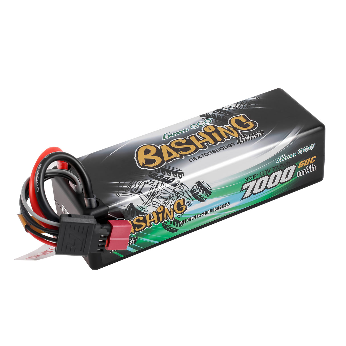 Gens Ace G-Tech  7000mAh 11.1V 60C 3S1P Lipo Battery Pack with T-Plug Bashing Series