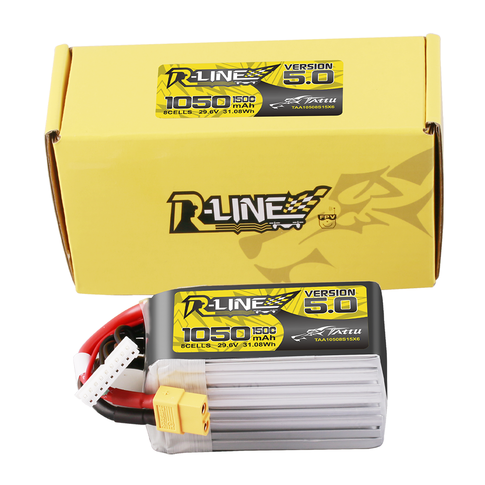 Tattu R-Line Version 5.0 1050 mAh 29,6 V 8S1P 150C Lipo-Akkupack mit XT60-Stecker