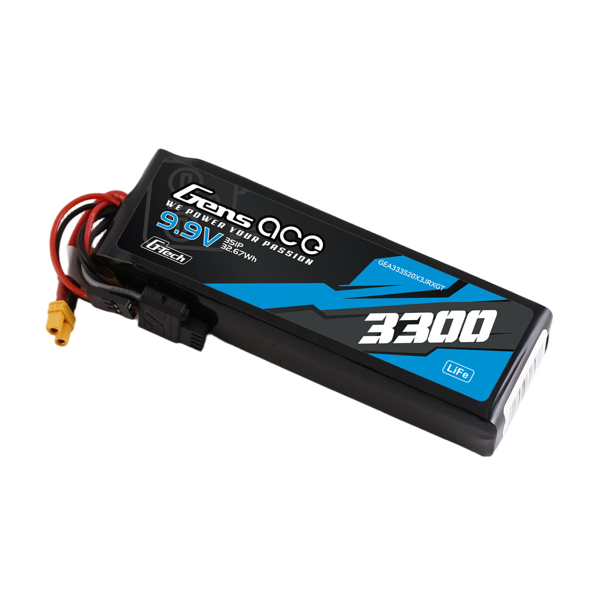 Gens ace Mini G-Tech 3300mAh 9.9V 3S 20C Li-Fe Battery with XT30 for Receiver