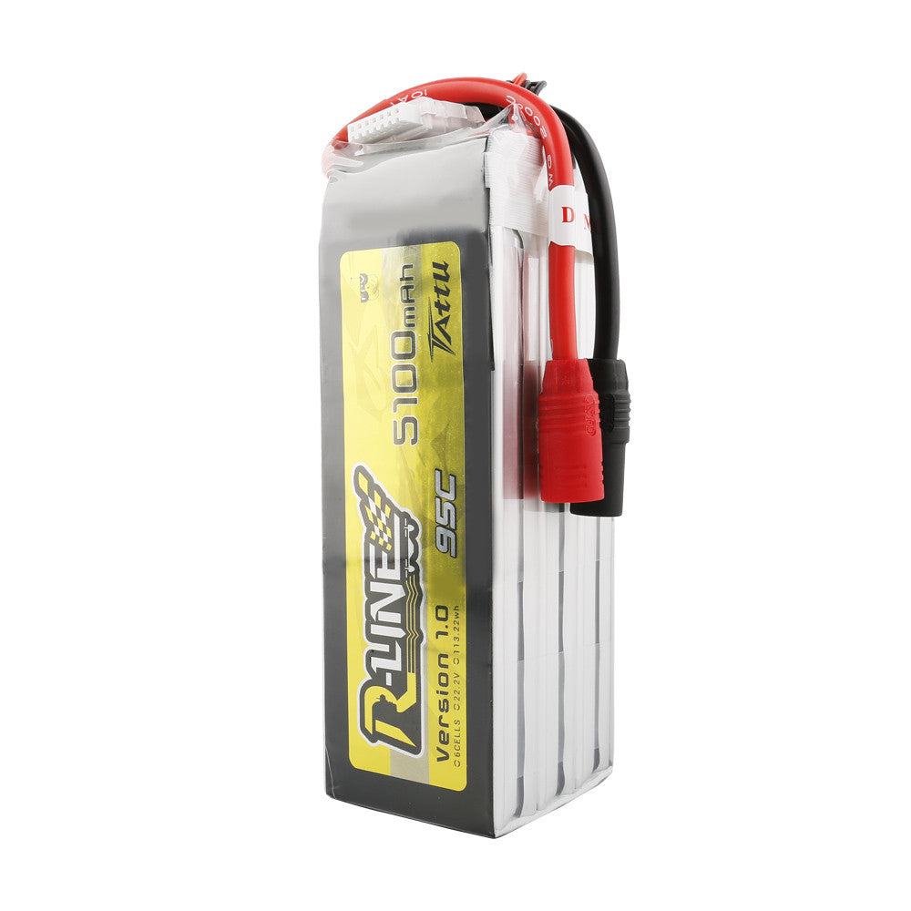 Tattu 5100mah 6S 95C 22.2V Lipo Battery with AS150 Plug |  R-Line Series