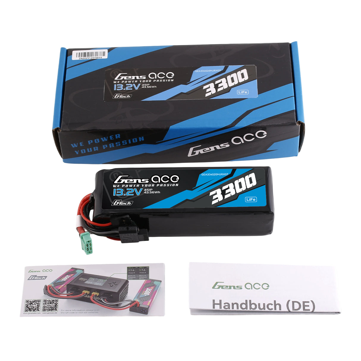 Gens ace Mini G-Tech 3300mAh 13.2V 4S 20C Li-Fe Battery for Receiver