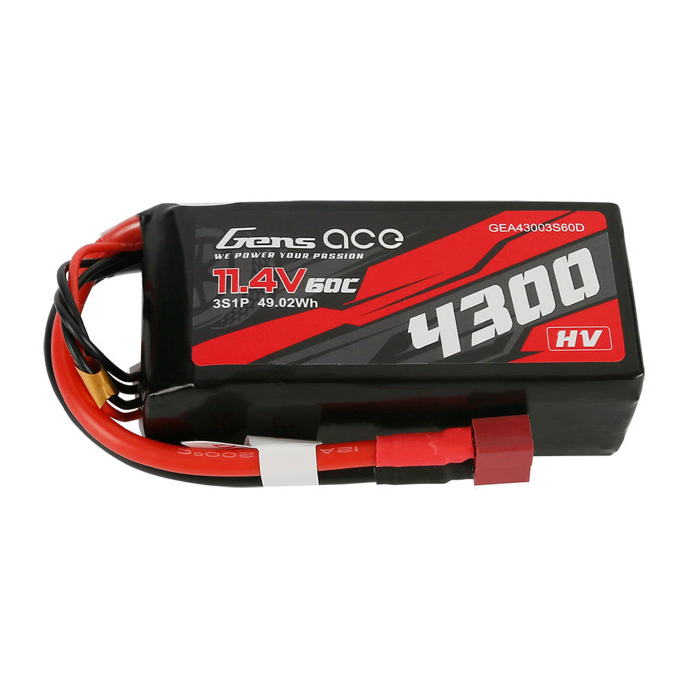 Gens ace 4300mAh 3S1P 11,4V 60C Lipo Akku mit T-Stecker