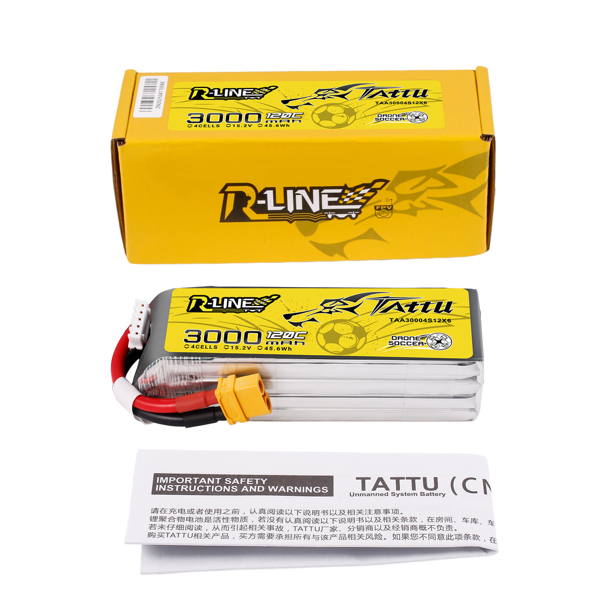 Tattu 3000mAh 15.2V 120C 4S1P Lipo Battery Pack with XT60 Plug
