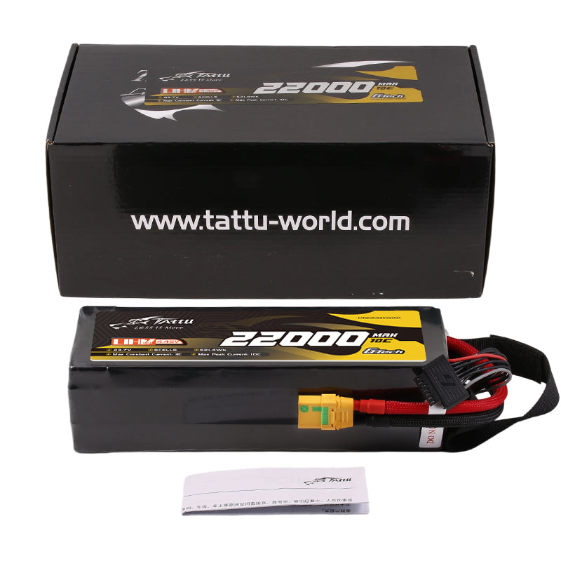 TATTU 22000mAh 6S 10C UHV 23.7V LiPo Battery with XT90S-F Connector