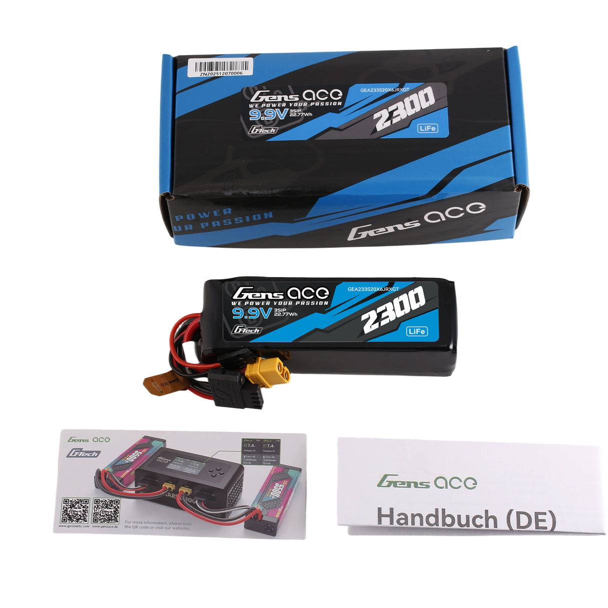 Gens ace Mini G-Tech 2300mAh 9.9V 3S 20C Li-Fe Battery with XT30 for Receiver