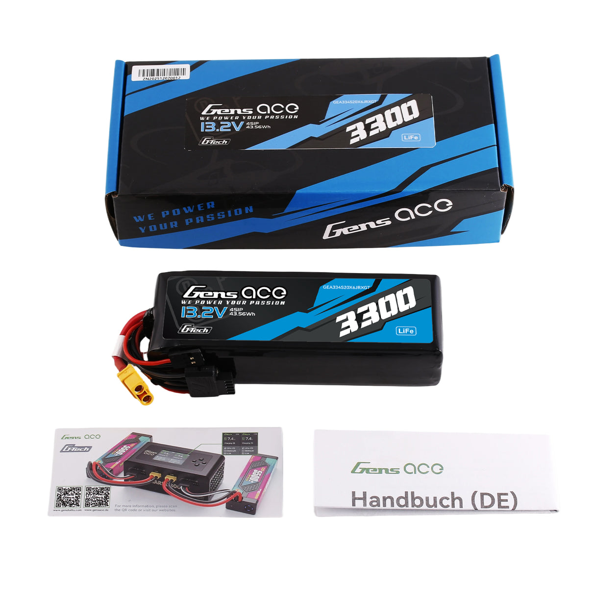 Gens ace Mini G-Tech 3300mAh 13.2V 4S 20C Li-Fe Battery with XT30 for Receiver