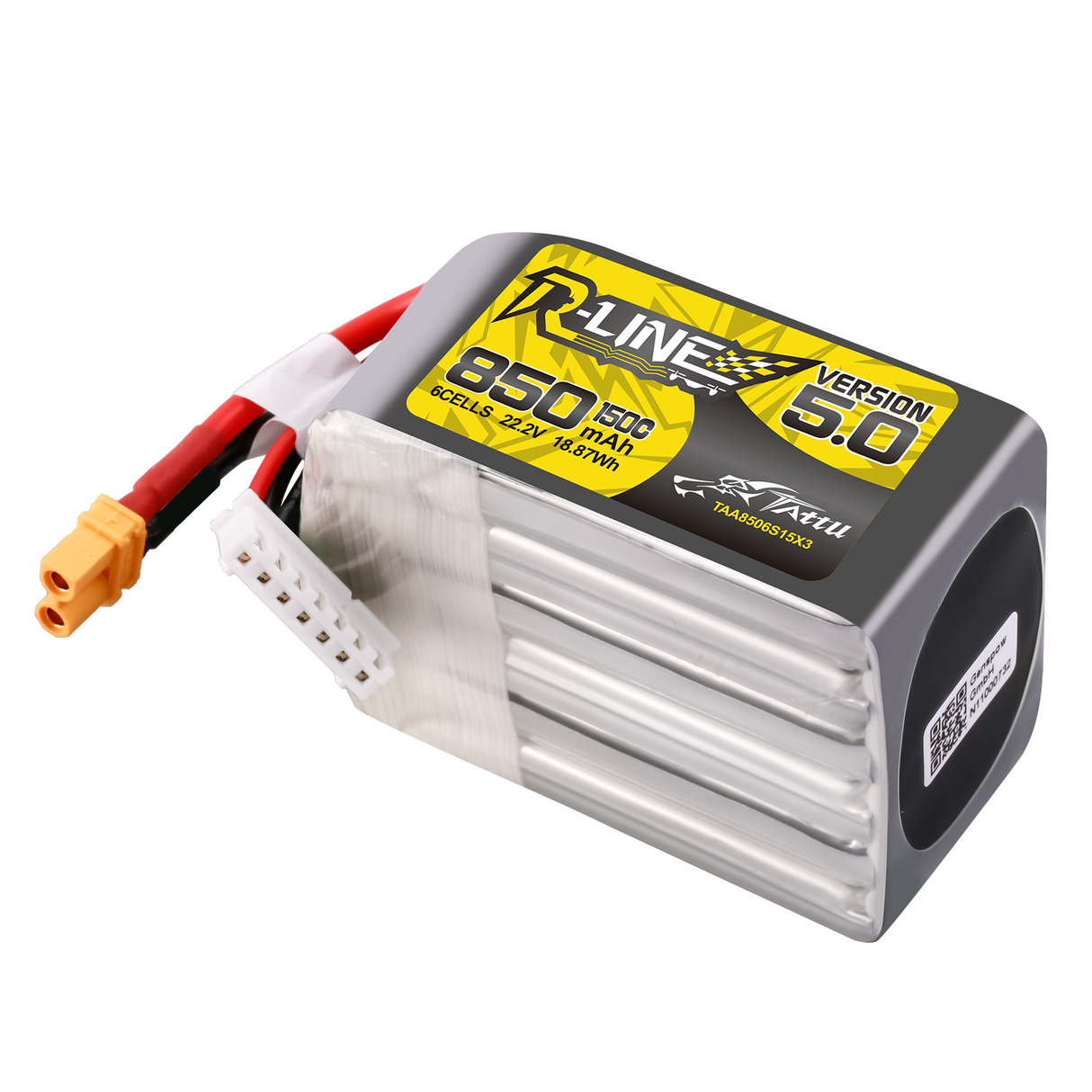 Tattu R-Line Version 5.0 850 mAh 22,2 V 6S1P 150C Lipo-Akkupack mit XT30U-F-Stecker