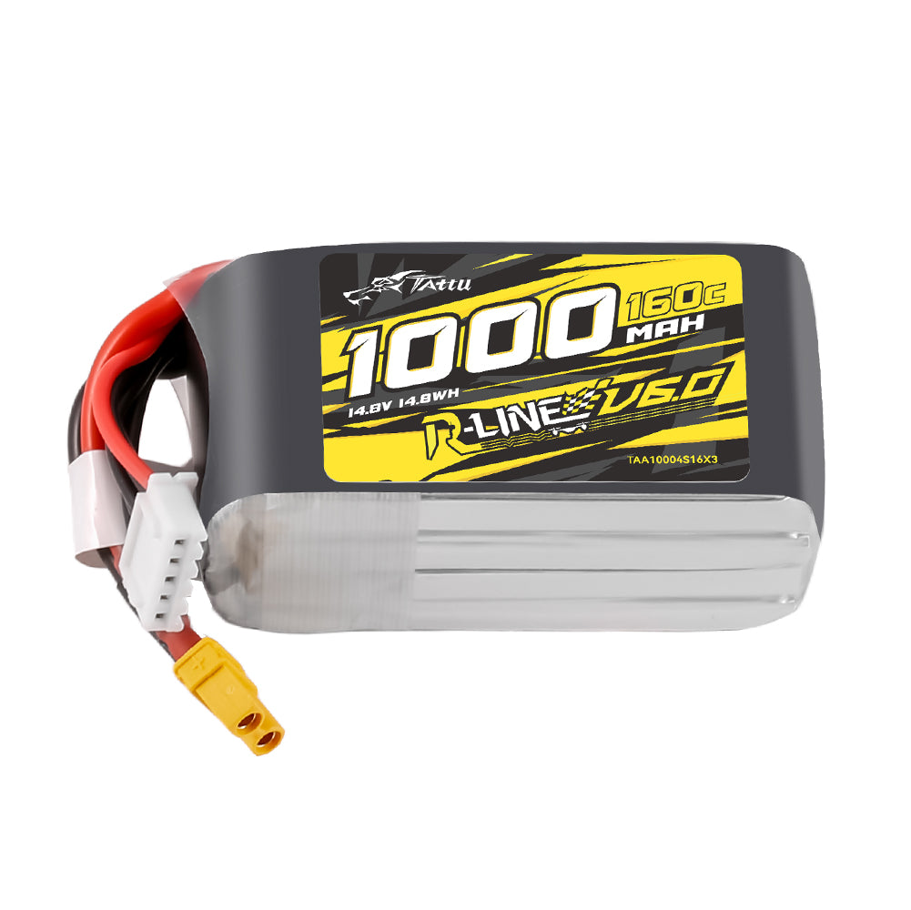 Tattu R-Line Version 6.0 1000mAh 14.8V 160C 4S1P Lipo Battery Pack with XT30 Plug