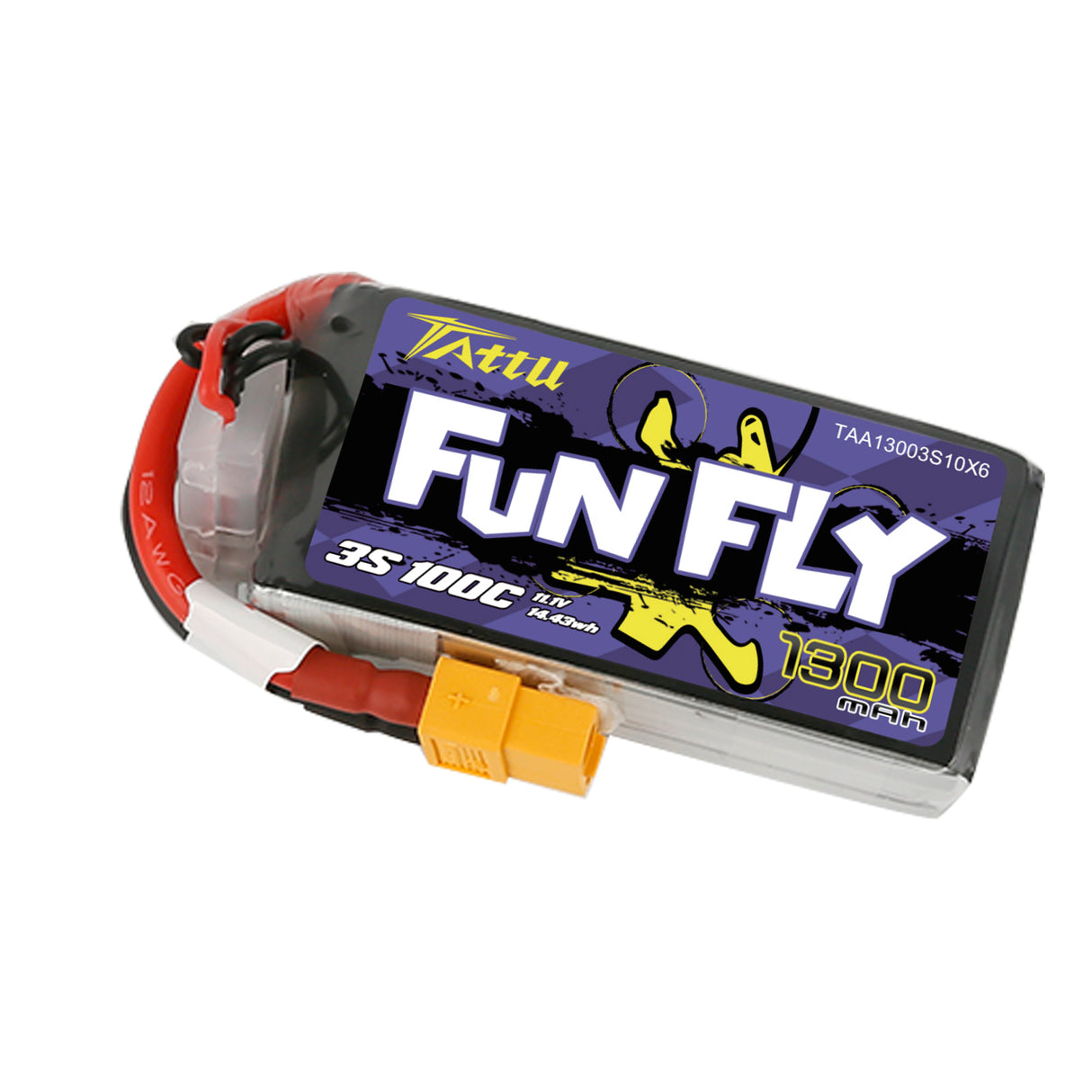 Tattu Funfly Series 1300mAh 11.1V 100C 3S1P Lipo Battery Pack with XT60 Plug