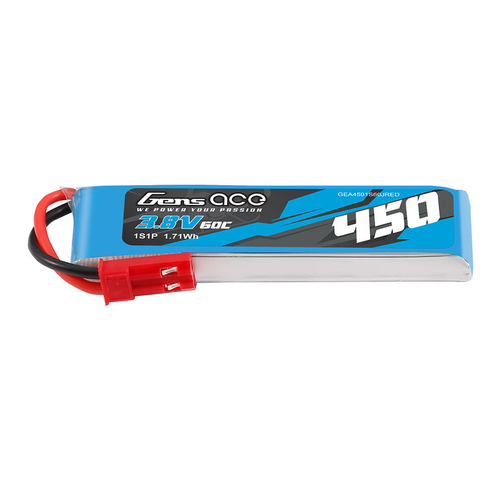Gens ace 450mAh 3.8V 60C 1S1P Lipo Battery Pack with JST-SYP Plug