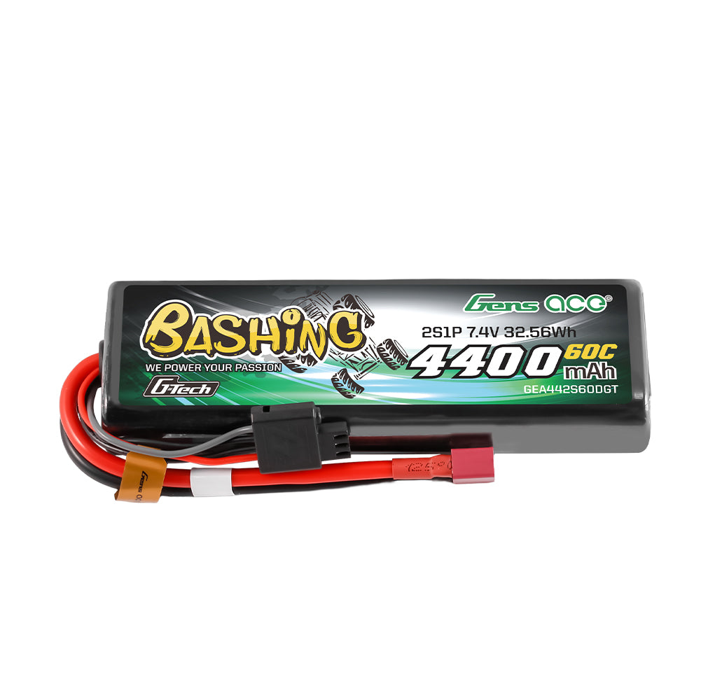 Gens ace Bashing G-Tech 4400mAh 7.4V 2S1P 60C RC Car Lipo Battery Pack  Deans(T) Plug, Hardcase 759-17#