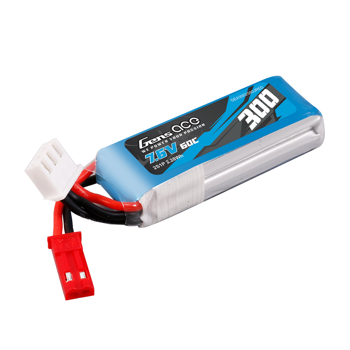 Gens ace 300mAh 7.6V 60C 2S1P HV Lipo Battery Pack with JST-SYP Plug
