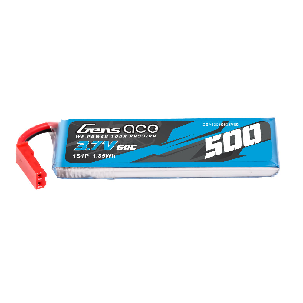 Gens ace  500mAh 3.7V 60C 1S1P Lipo Battery Pack with JST-SYP Plug