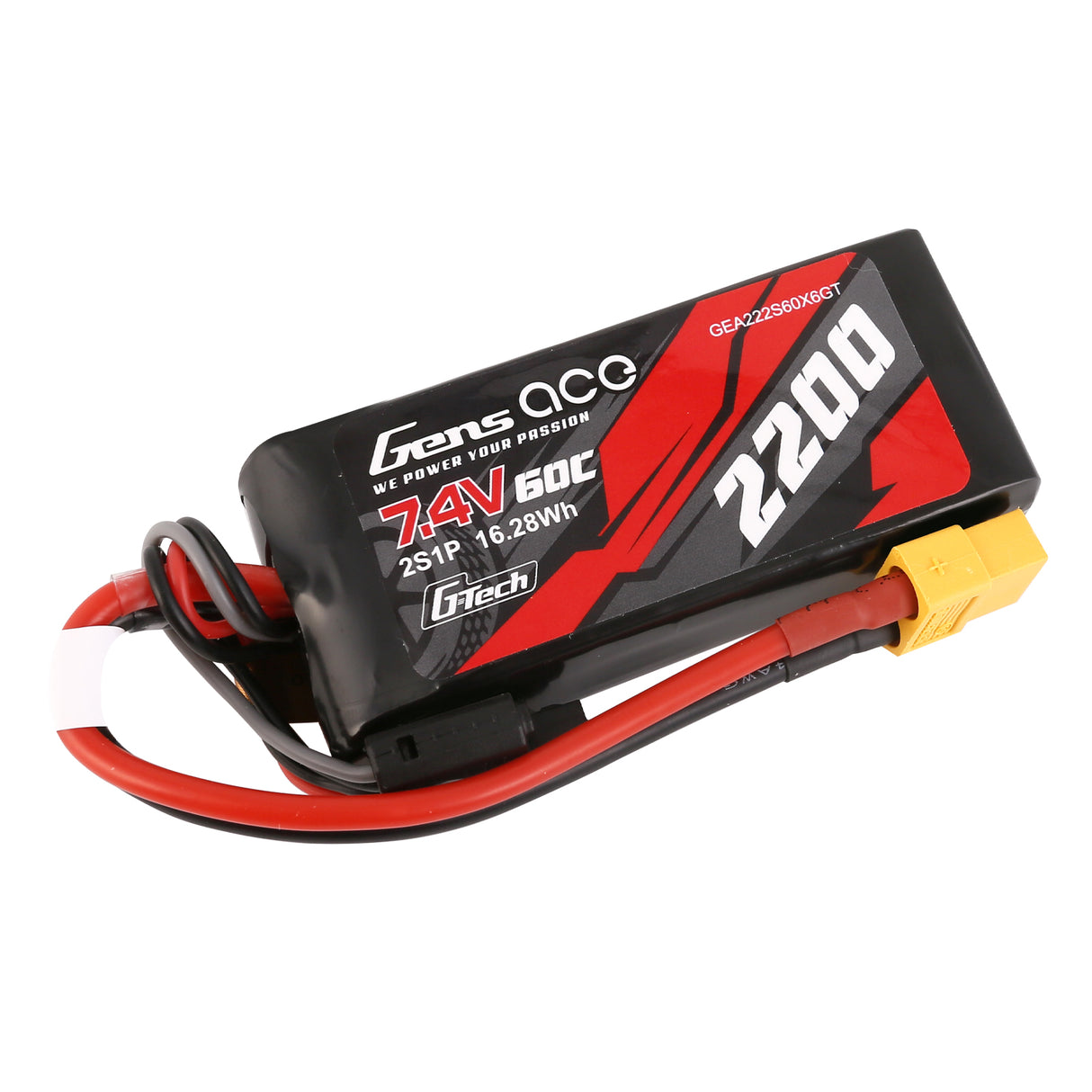 Gens ace G-Tech 2200mAh 7.4V 60C 2S1P Lipo Battery With XT60 Plug