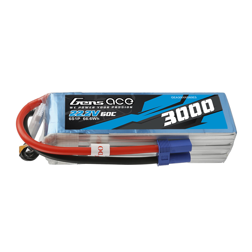 Gens ace 3000 mAh 22,2 V 60C 6S1P Lipo-Akkupack mit EC5-Stecker