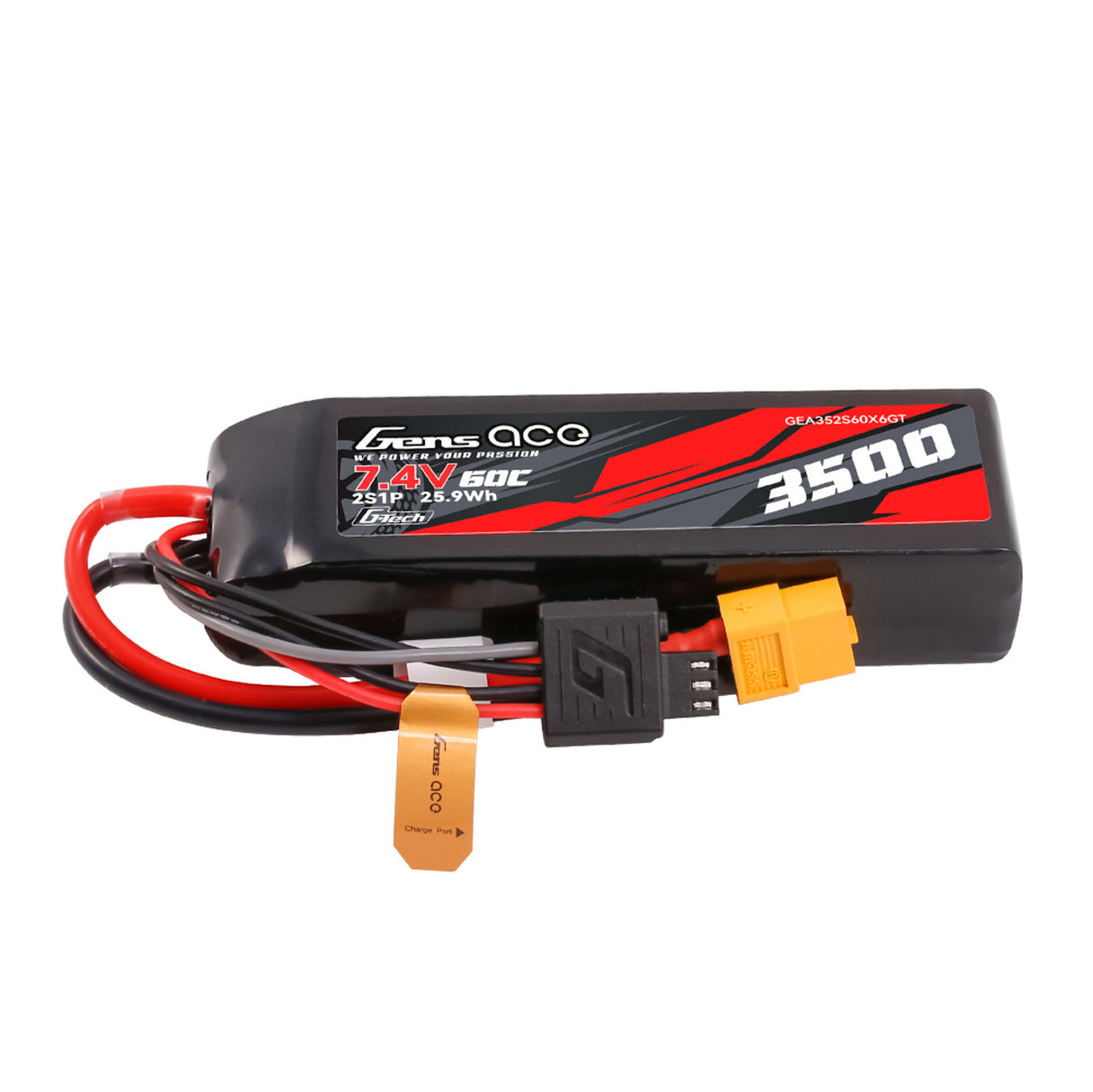 Gens ace G-Tech 3500mAh 2S1P 7.4V 60C Lipo Battery with XT60 plug